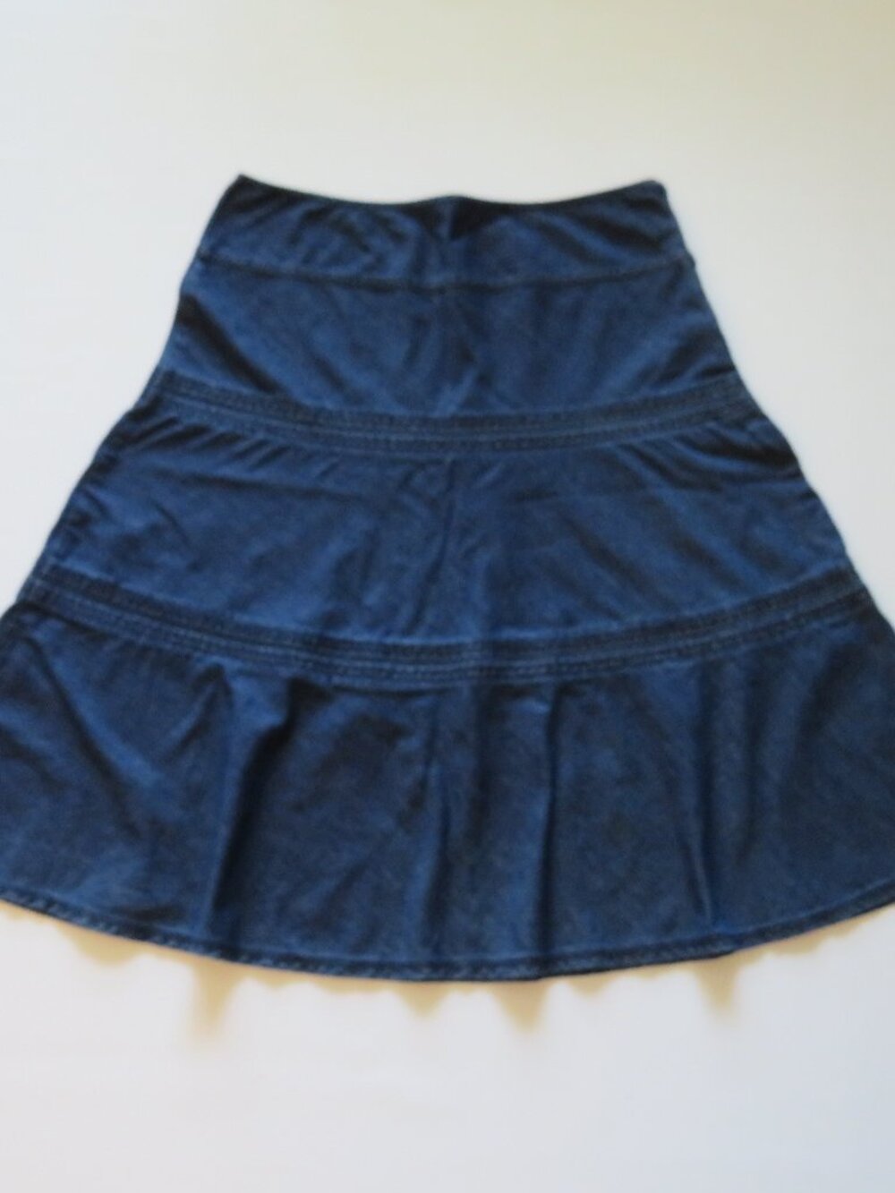 Liz Claiborne A-line 3 Layer Jeans Blue Denim Women’s Long Skirt Size 14